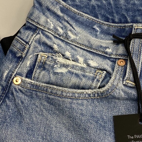 Paige Women’s Leenah High-Rise Straight Leg Jeans “Chaming Blue” Size 26P - Picture 10 of 13